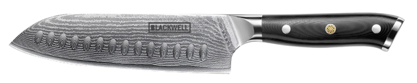 Couteau santoku Blackwell - en acier damassé - Damascus - 19 cm