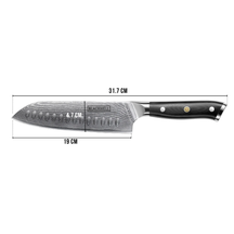 Couteau santoku Blackwell - en acier damassé - Damascus - 19 cm