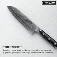 Couteau santoku Blackwell - en acier damassé - Damascus - 19 cm