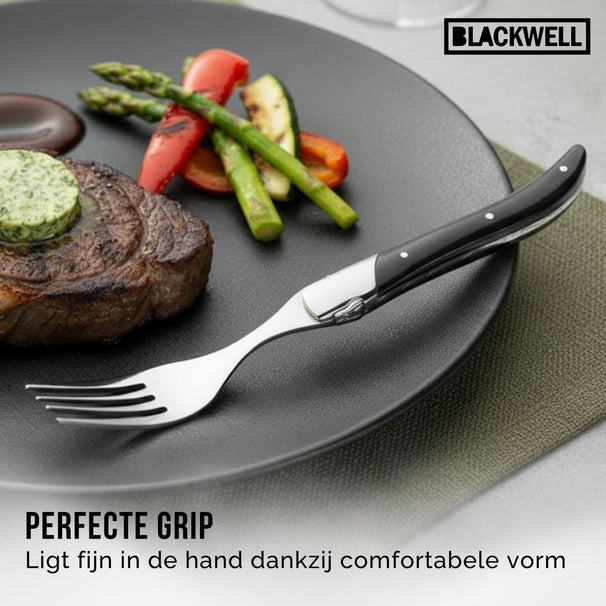 Set de fourchettes a steak Blackwell - en bois de pakka - Laguiole - 6 pièces