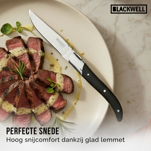 Set de couteaux a steak Blackwell - Noir - Laguiole - 10 cm - 6 pièces