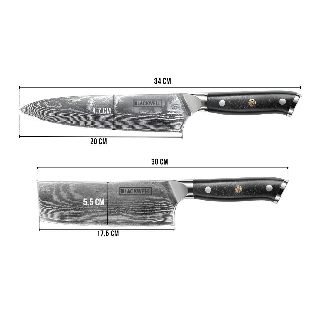 Set de couteaux Blackwell - Chef+Nakiri - VG10 - 67 couches - 2 pièces