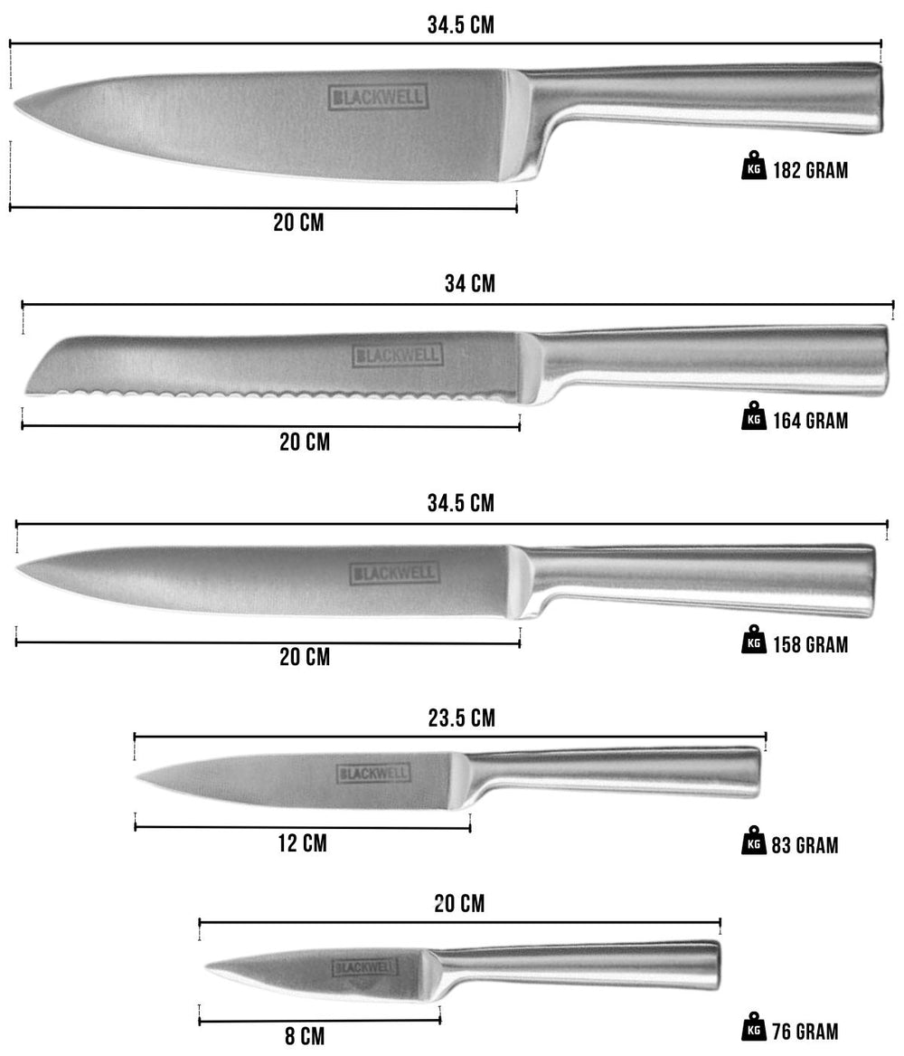Ensemble de couteaux Blackwell - Bloc de couteaux - Deluxe - 20 cm - 6 pièces