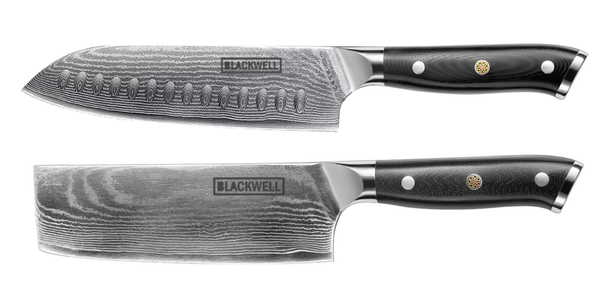 Set de couteaux Blackwell - Santoku et Nakiri - Damascus - VG10 - 2 pièces