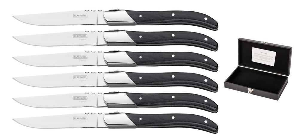Set de couteaux a steak Blackwell - Noir - Laguiole - 10 cm - 6 pièces