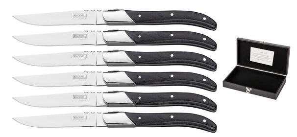 Set de couteaux a steak Blackwell - Noir - Laguiole - 10 cm - 6 pièces