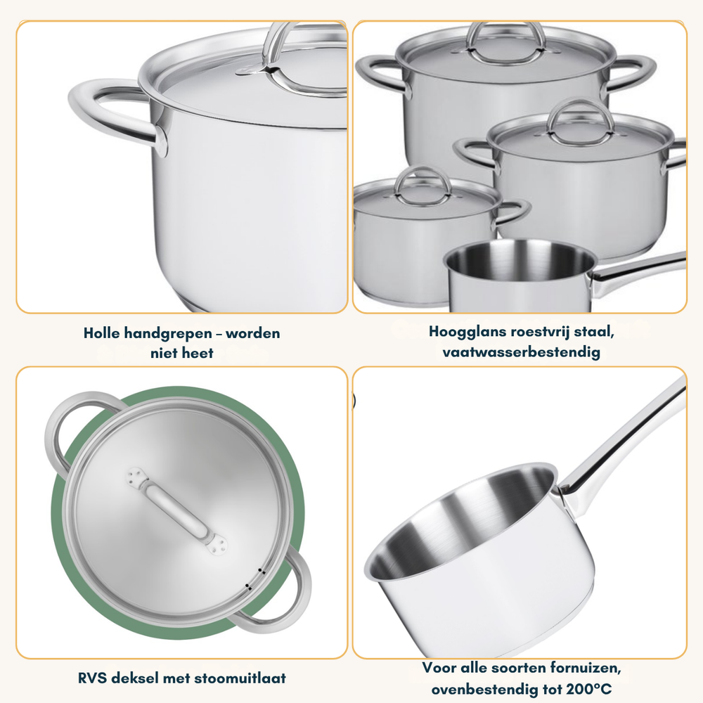 Ensemble de casseroles Sola - en inox - Blizz - ø 16/18/20 cm - 4 pièces