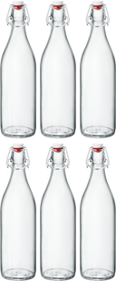 Bouteille à bouchon mécanique Bormioli Rocco Giara - Transparent - 1 litre - 6 pièces
