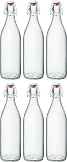 Bouteille à bouchon mécanique Bormioli Rocco Giara - Transparent - 1 litre - 6 pièces
