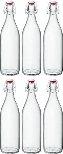 Bouteille à bouchon mécanique Bormioli Rocco Giara - Transparent - 1 litre - 6 pièces