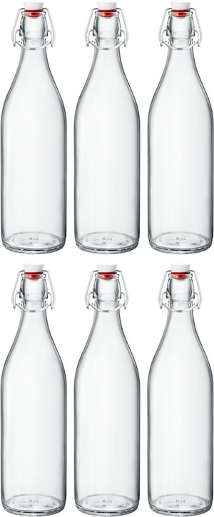 Bouteille à bouchon mécanique Bormioli Rocco Giara - Transparent - 1 litre - 6 pièces