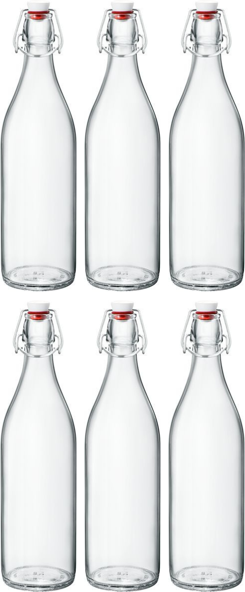 Bouteille à bouchon mécanique Bormioli Rocco Giara - Transparent - 1 litre - 6 pièces