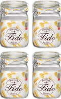 Ensemble de bocaux Bormioli Rocco - Bocaux en verre - Fido - 1 L - 4 pièces