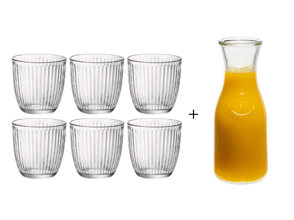 Set de verres a eau Bormioli Rocco - Carafe 1 L - Line - 290 ml - 7 pièces