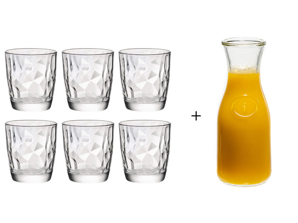 Ensemble de verres a eau Bormioli Rocco - Carafe - Diamond - 300 ml - 7 pieces