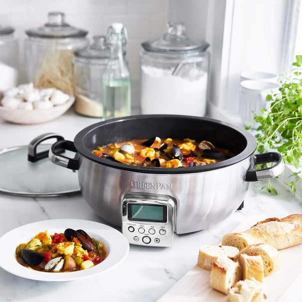 Multicuiseur GreenPan Omnicooker - 5,7 litres - Acier inoxydable - Revêtement antiadhésif céramique