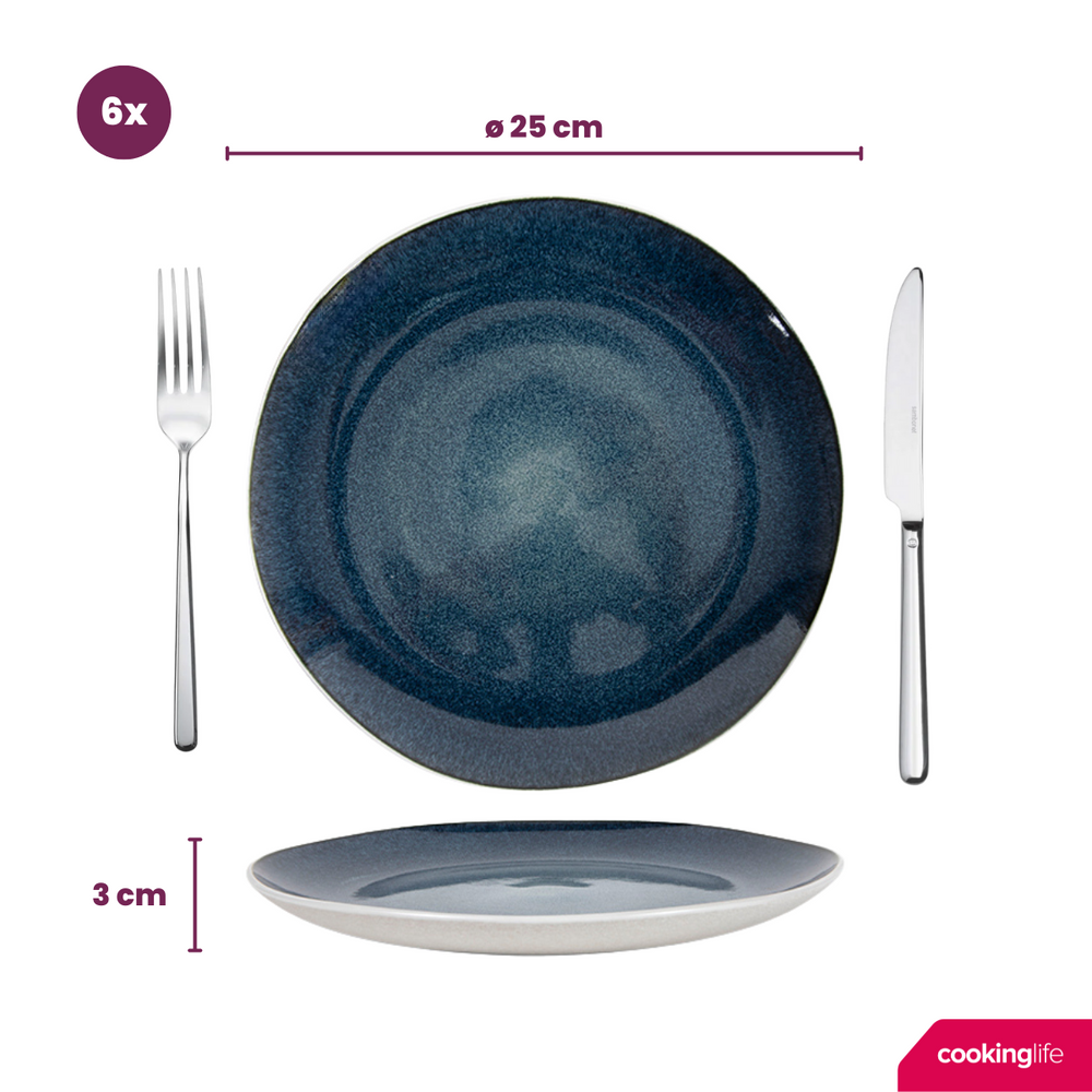 Ensemble de vaisselle Cookinglife - 6 personnes - Belize - ø 25 cm - 18 pièces