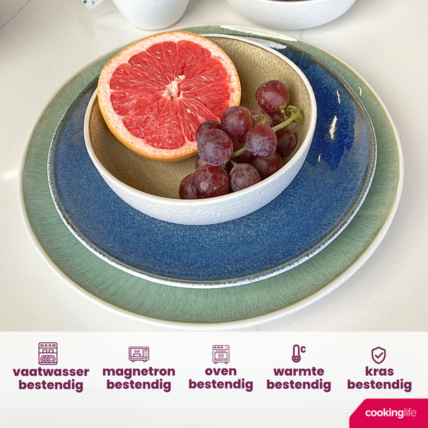 Ensemble d'assiettes de dîner Cookinglife - en gres - Belize - Ø25 cm - 6 pièces