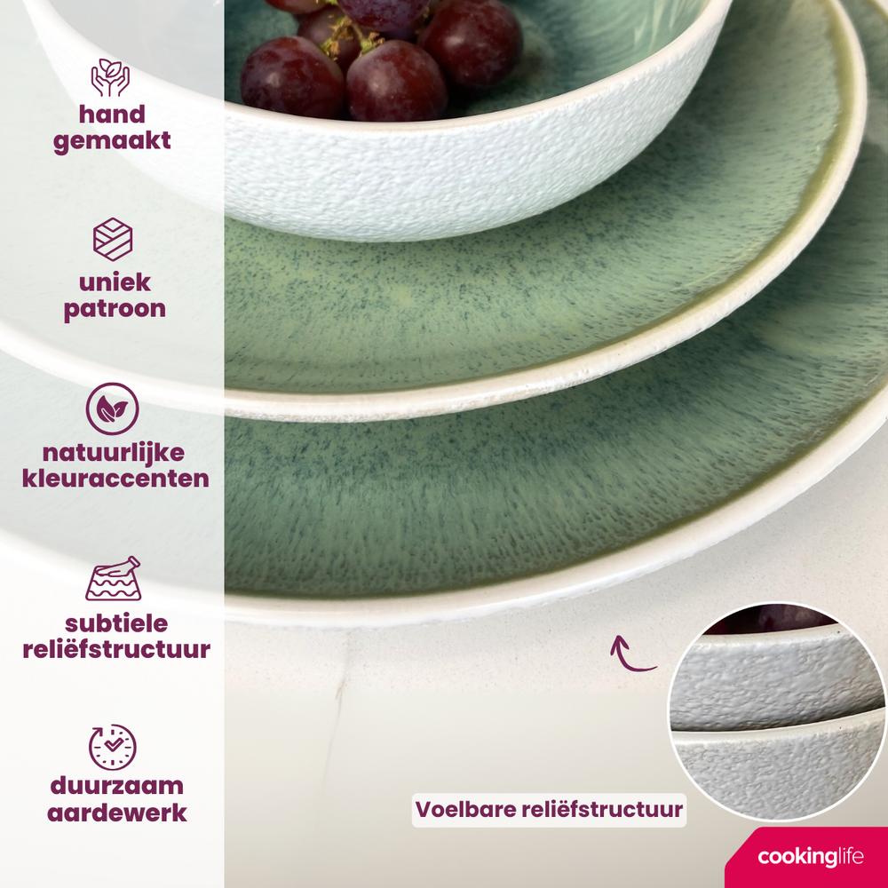 Ensemble d'assiettes de dîner Cookinglife - en gres - Belize - Ø25 cm - 6 pièces