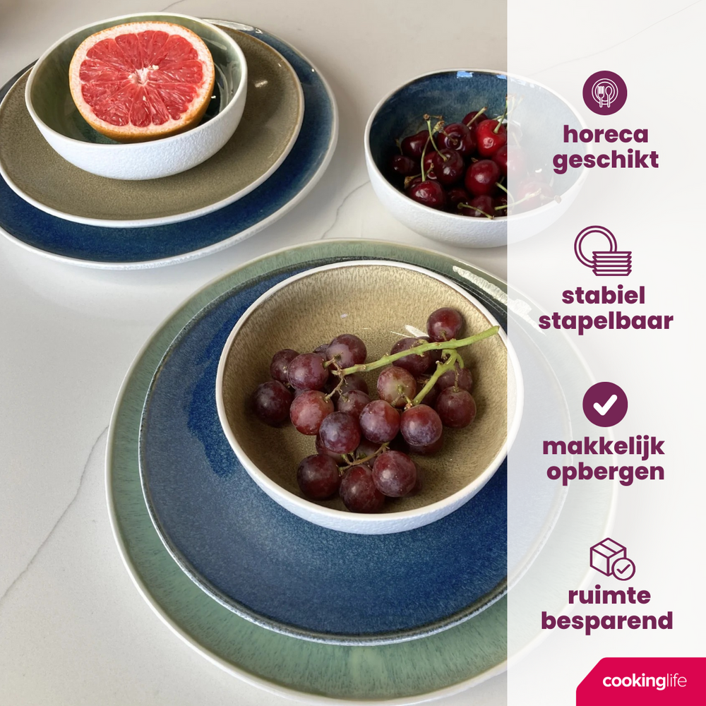 Ensemble d'assiettes de dîner Cookinglife - en gres - Belize - Ø25 cm - 6 pièces