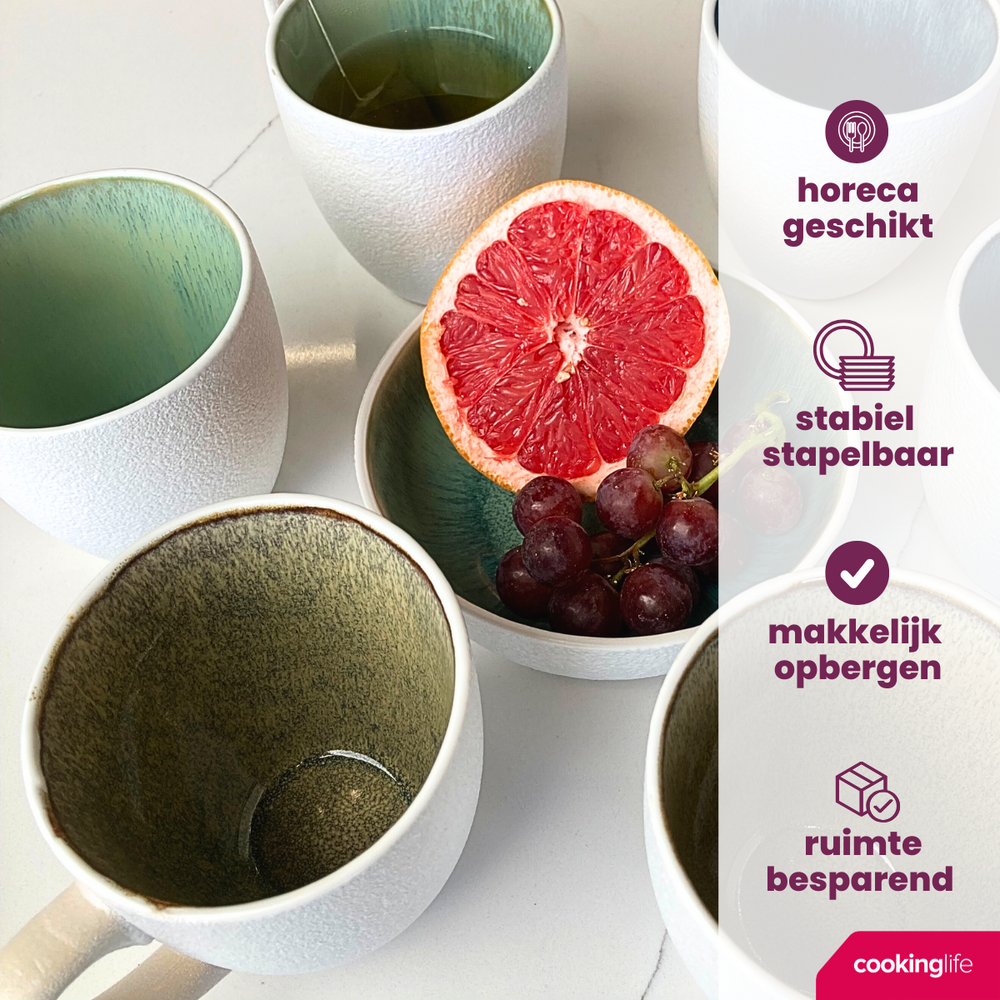 Ensemble de mugs Cookinglife - Mugs a café - Belize - 330 ml - 6 pièces