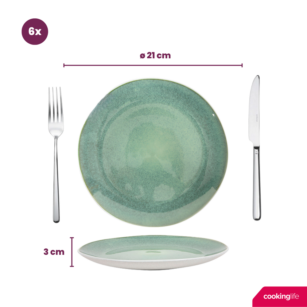 Ensemble de vaisselle Cookinglife - 6 personnes - Belize - ø 25 cm - 18 pièces