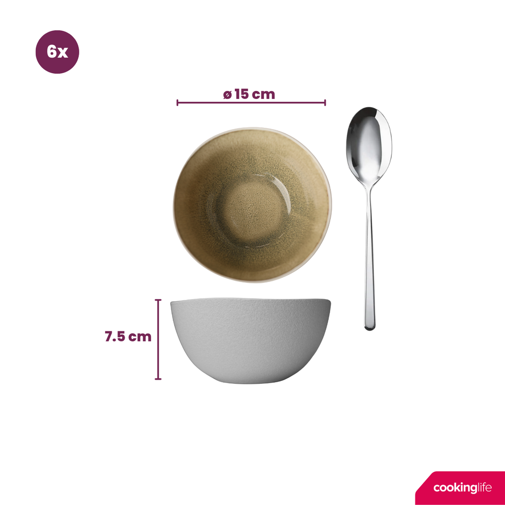 Ensemble de vaisselle Cookinglife - 6 personnes - Belize - ø 25 cm - 18 pièces