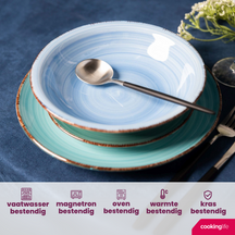 Set d'assiettes Cookinglife - Assiettes a pâtes - Delice Blue - 21 cm - 6 pièces