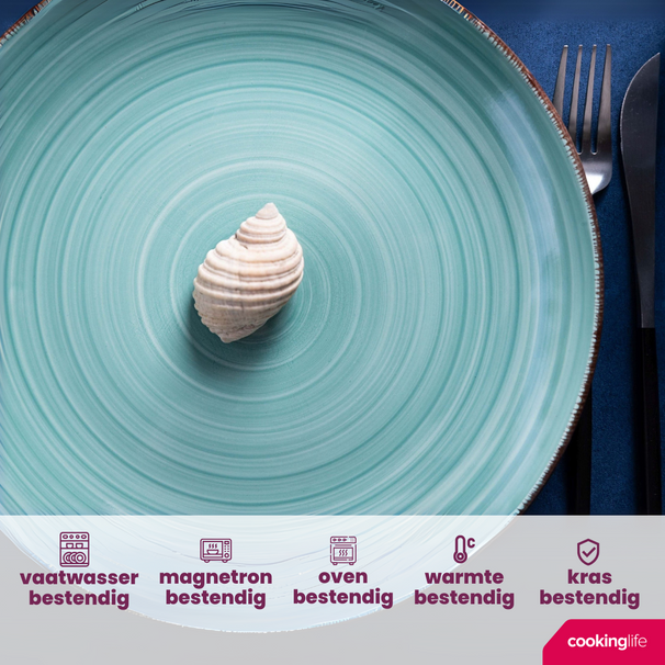Ensemble d'assiettes de dîner Cookinglife - Delice Blue - ø 26,5 cm - 6 pièces