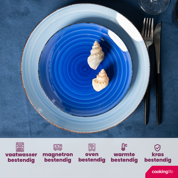 Ensemble de vaisselle Cookinglife - 6 personnes - Delice Bleu - Ø27 cm - 18 pièces
