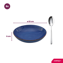 Set d'assiettes à pâtes Cookinglife - Creux - Delice Blue - 23 cm - 6 pièces