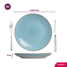 Ensemble d'assiettes de dîner Cookinglife - Delice Blue - ø 26,5 cm - 6 pièces
