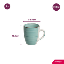 Ensemble de mugs Cookinglife - Mugs a cafe - Delice Blue - 350 ml - 6 pièces