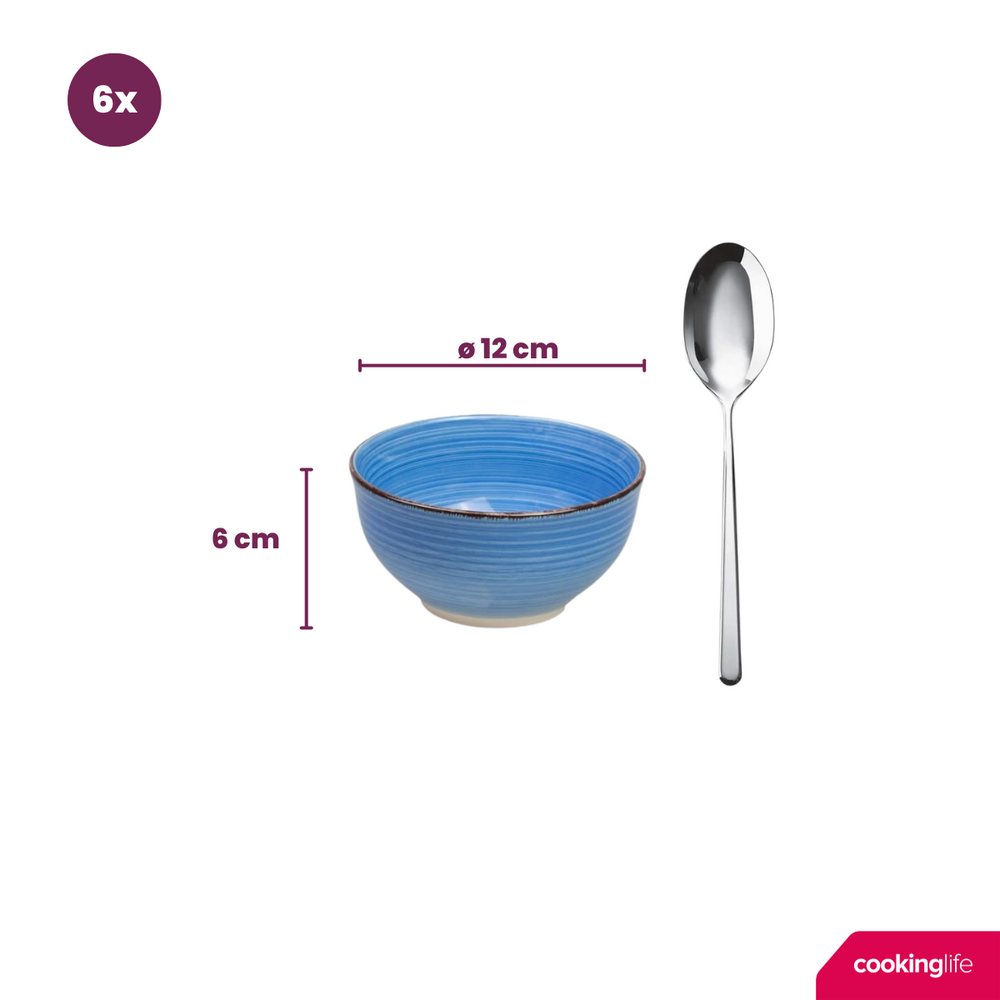 Ensemble de bols Cookinglife - Petits bols - Délice Bleu - ø 12 cm - 6 pièces