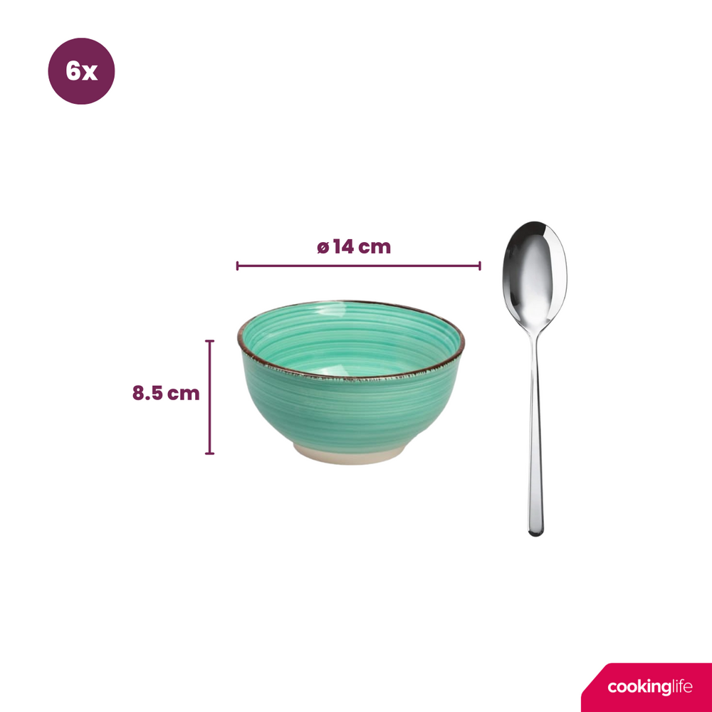 Ensemble de bols Cookinglife - Bols a soupe - Delice Blue - ø 14 cm - 6 pièces