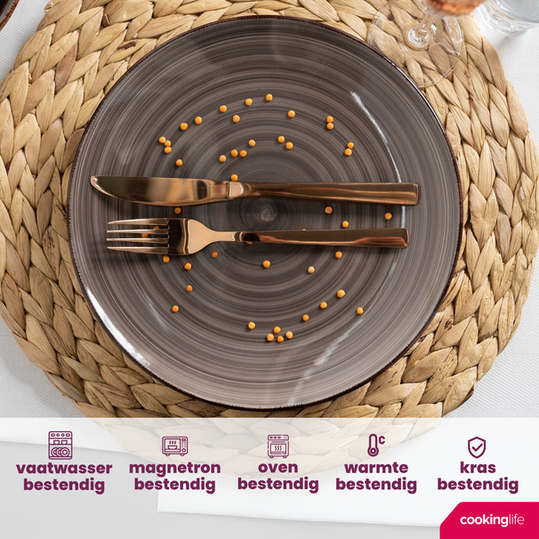 Set d'assiettes à dîner Cookinglife - Delice Gris - ø 26,5 cm - 6 pièces