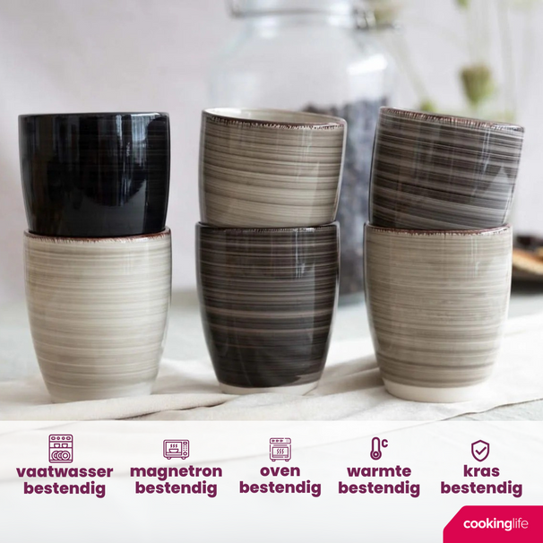 Tasses à café Cookinglife - Tasses Senseo - Delice Gris - 180 ml - 6 pièces