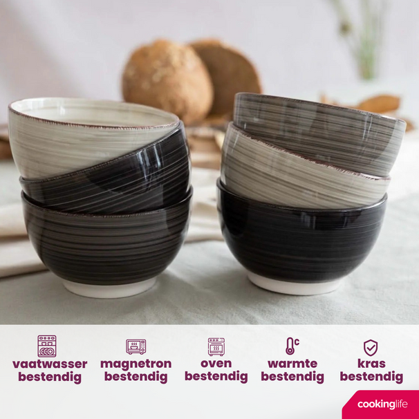 Set de bols Cookinglife - Petits bols - Delice Gris - ø 12 cm - 6 pièces