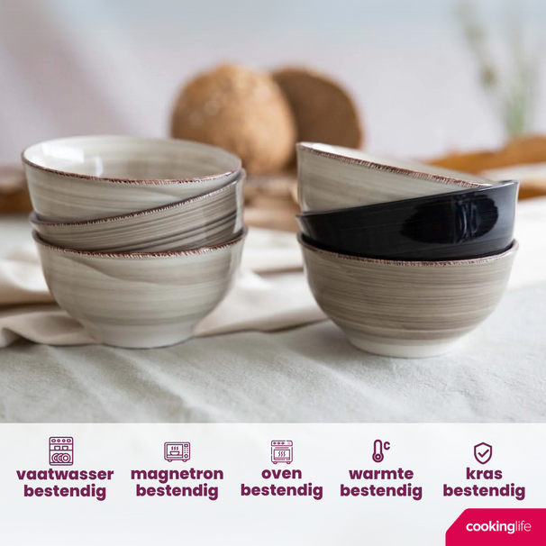 Ensemble de bols Cookinglife - Bols a soupe - Delice Gris - ø 14 cm - 6 pièces