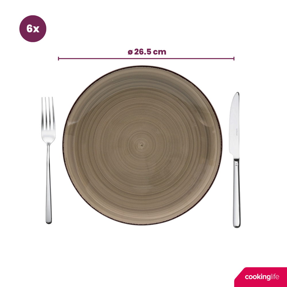 Set d'assiettes à dîner Cookinglife - Delice Gris - ø 26,5 cm - 6 pièces