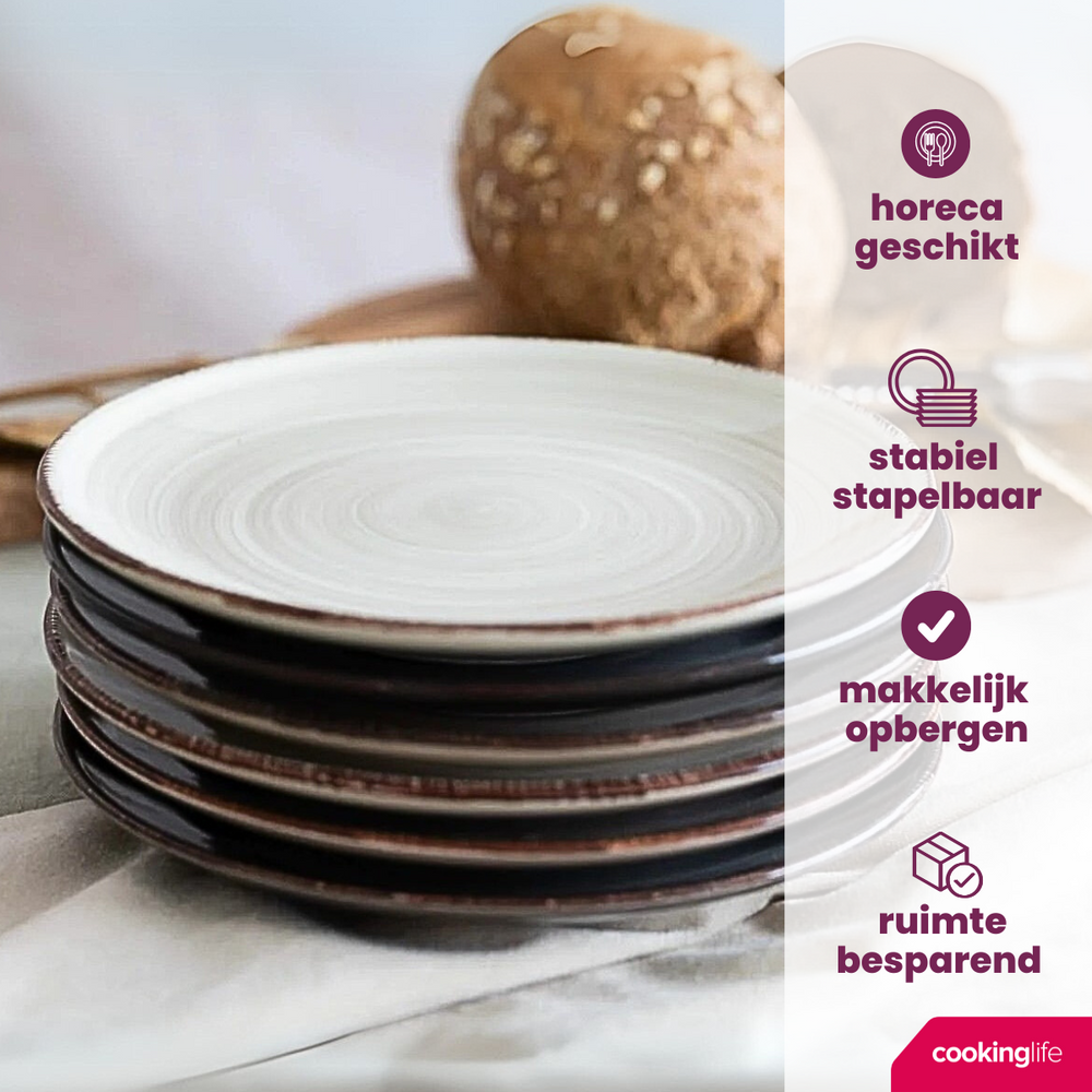 Set d'assiettes Cookinglife - Petit-déjeuner - Delice Gris - 19 cm - 6 pièces