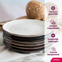 Set d'assiettes Cookinglife - Petit-déjeuner - Delice Gris - 19 cm - 6 pièces