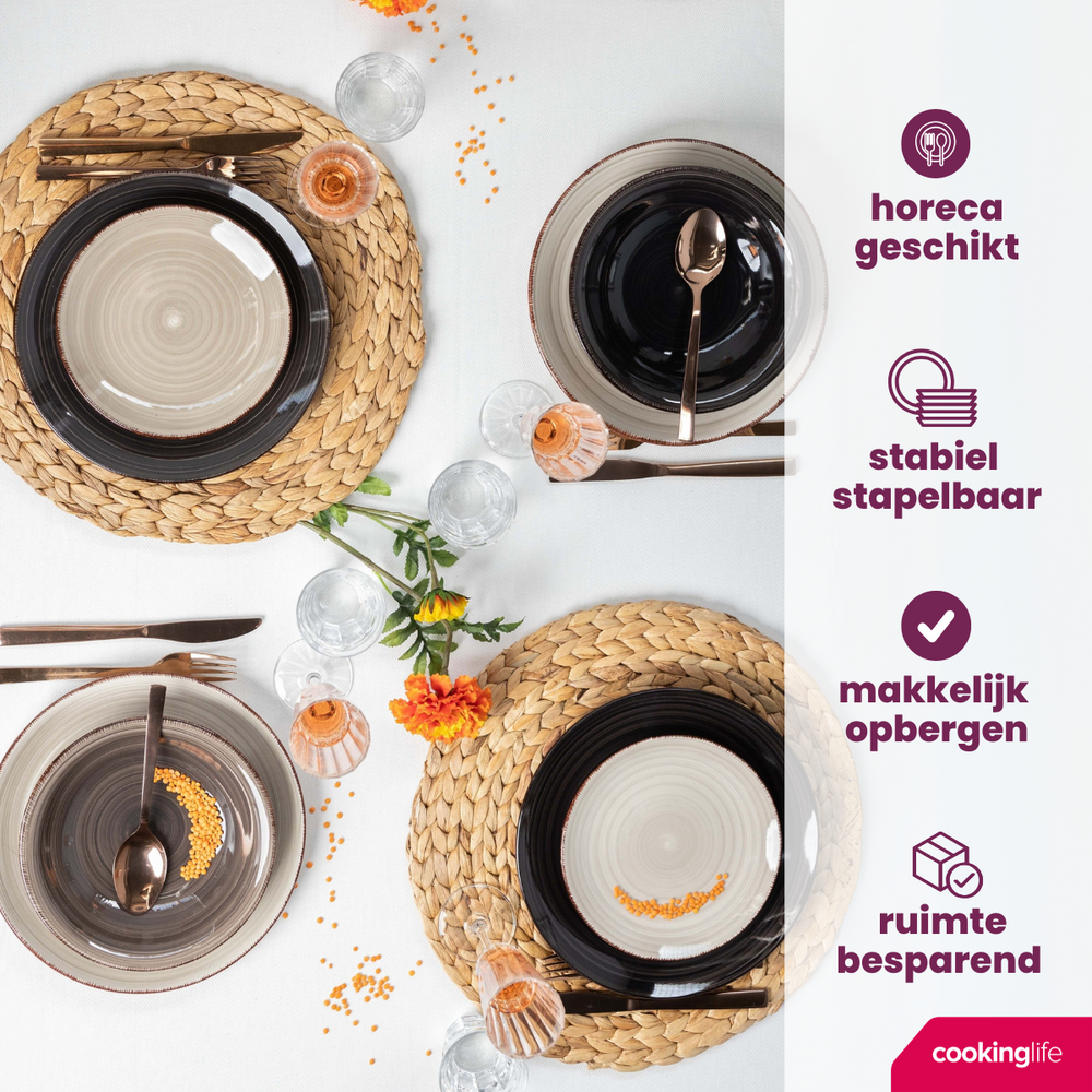 Set d'assiettes à dîner Cookinglife - Delice Gris - ø 26,5 cm - 6 pièces