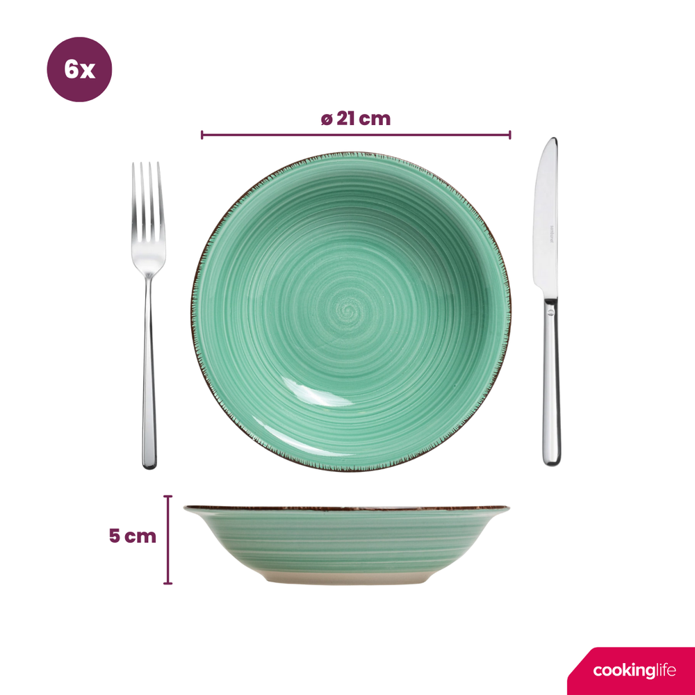 Set d'assiettes Cookinglife - Assiettes à pâtes - Delice - ø21 cm - 6 pièces