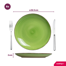 Set d'assiettes Cookinglife - en faïence - Delice Vert - 26,5 cm - 6 pièces
