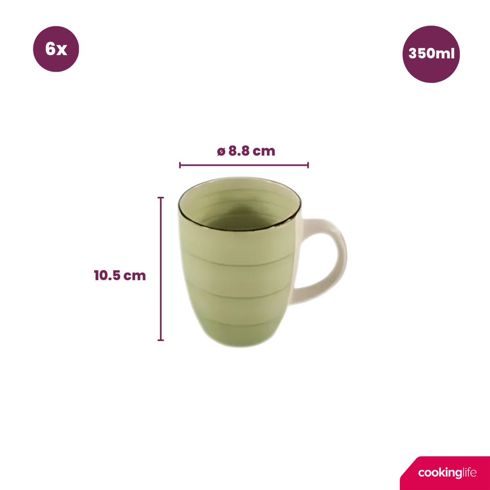 Set de mugs Cookinglife - Mugs a cafe - Delice Vert - 350 ml - 6 pièces