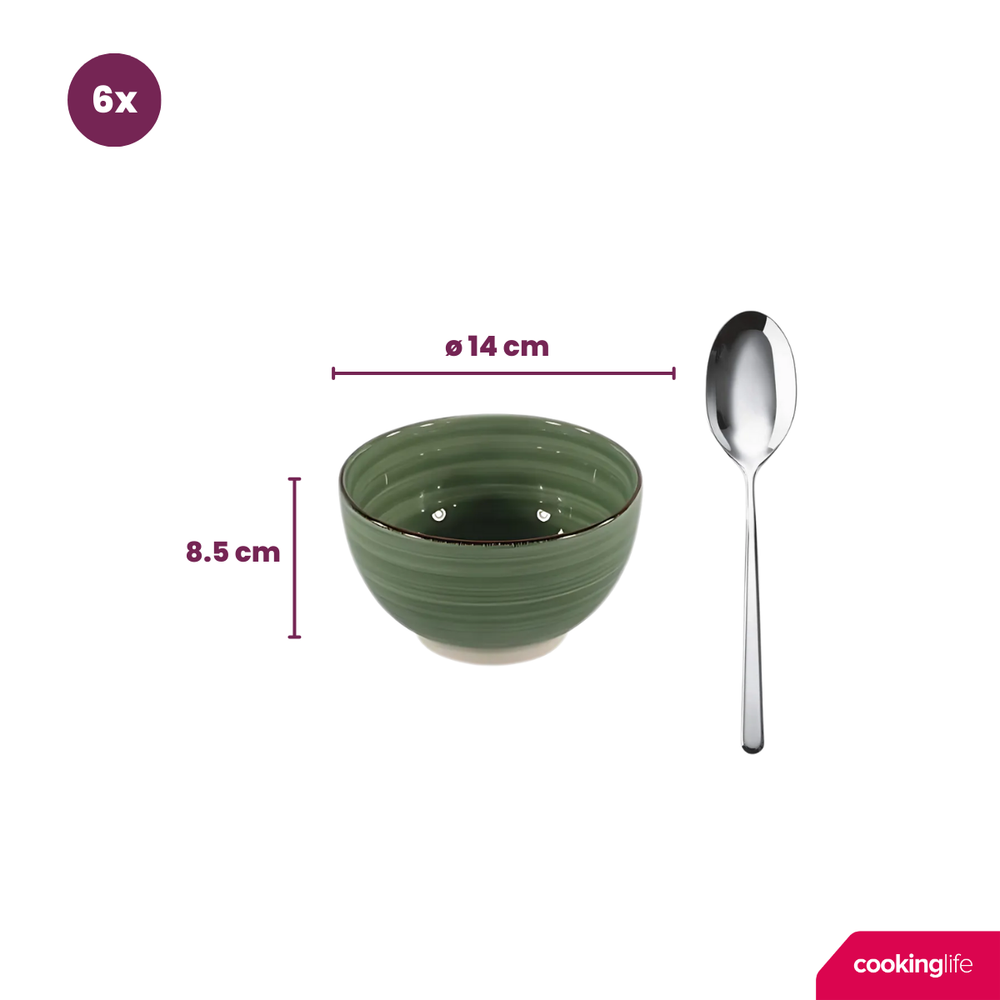 Ensemble de bols a soupe Cookinglife - Bols en céramique - Delice Vert - ø 14 cm