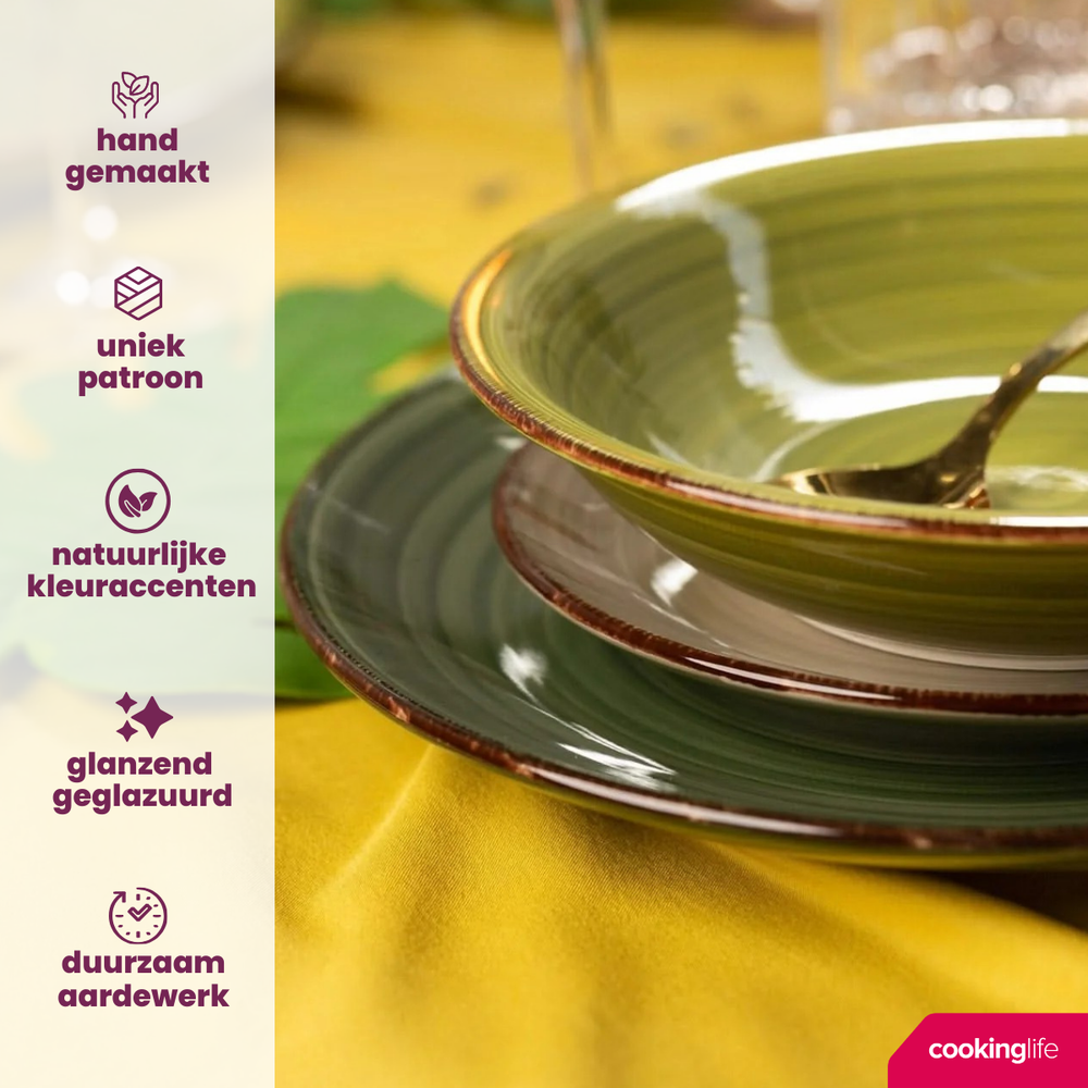 Set d'assiettes Cookinglife - Assiettes à pâtes - Delice - ø21 cm - 6 pièces