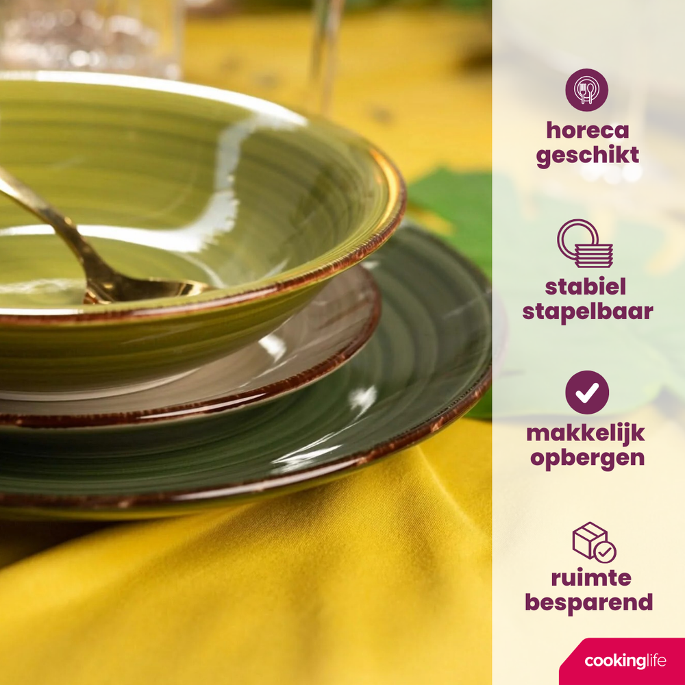 Set d'assiettes Cookinglife - en faïence - Delice Vert - 26,5 cm - 6 pièces
