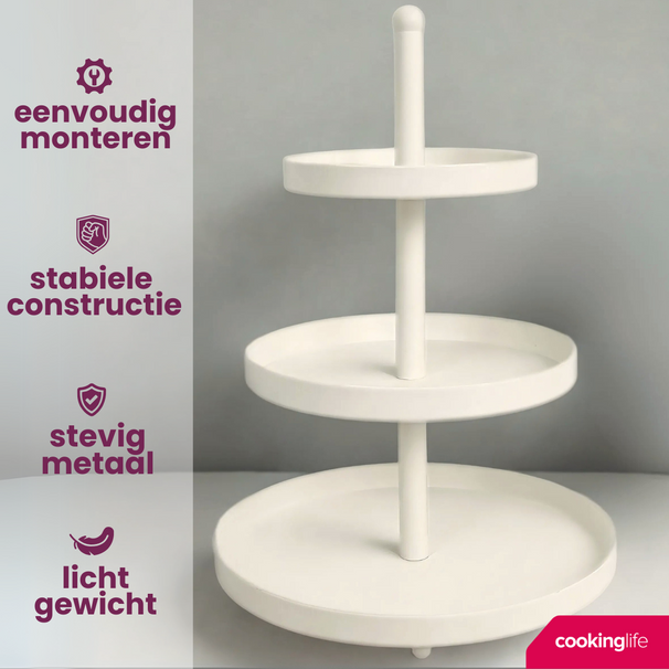 Étagère en métal Cookinglife - 3 niveaux - Food for Fun - Ø 20/25/30 cm